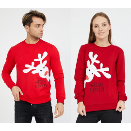 Set bluze pentru El si Ea Team Rudolf rosu