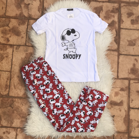 Pijama dama Snoopy alb