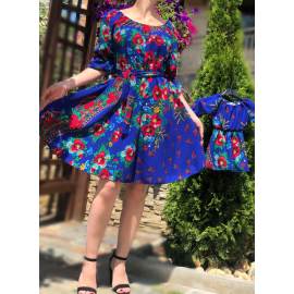 Set rochii Mama-Fiica cu imprimeu Gipsy Rosa Albastru