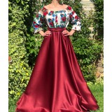 Rochie lunga cu model floral Gypsy Aria Bordo
