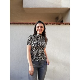 Bluza dama cu imprimeu Zebra Maro-Negru