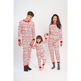 Set Pijamale Happy Family rosu