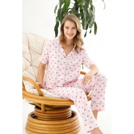 Pijama cu camasa 2 piese cu Cirese Roz